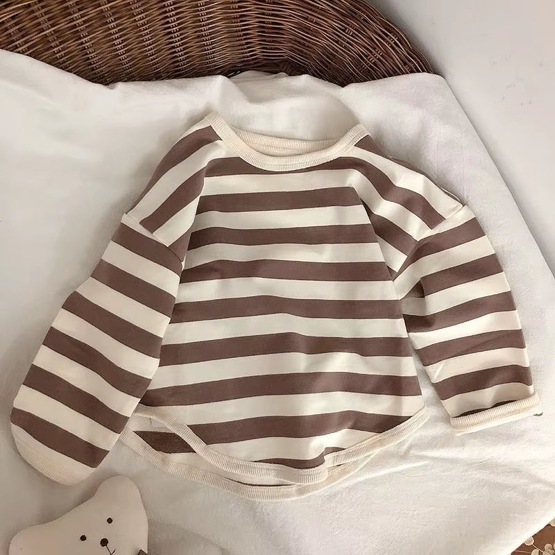 Autumn Kids Striped Long Sleeves T-Shirt Toddler Girl Loose Bottoming Shirt Boy Baby Casual Tops Fashion Children Cotton Tees