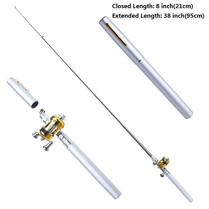Portable Fishing Rods Pruty Na Ryby Pocket Telescopic Fishing Pole Pen Shape Folded Fishing Rods Lightweight Reel Wheel Tackle