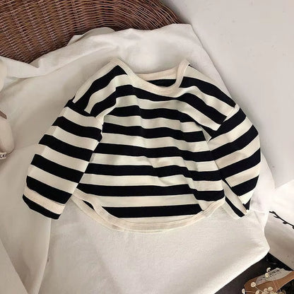Autumn Kids Striped Long Sleeves T-Shirt Toddler Girl Loose Bottoming Shirt Boy Baby Casual Tops Fashion Children Cotton Tees