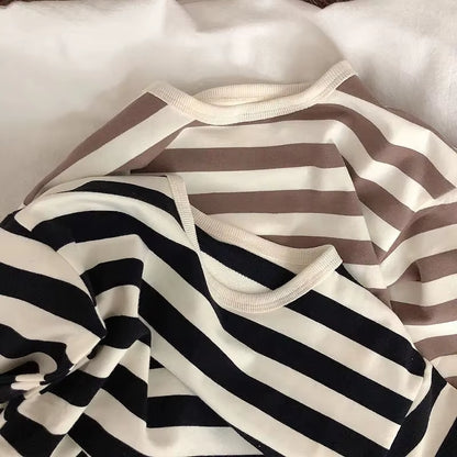Autumn Kids Striped Long Sleeves T-Shirt Toddler Girl Loose Bottoming Shirt Boy Baby Casual Tops Fashion Children Cotton Tees