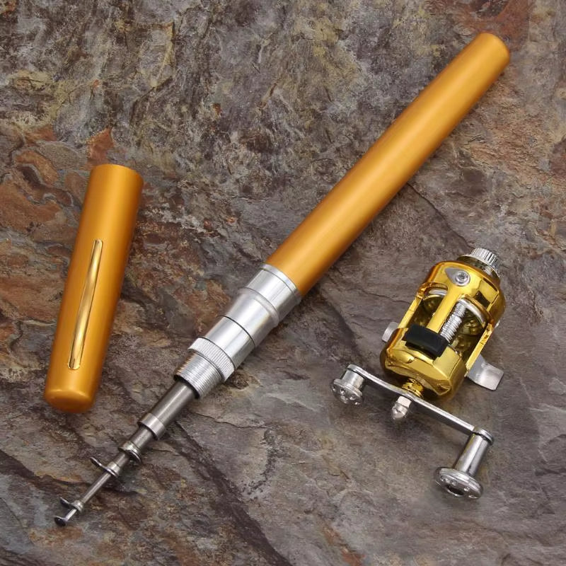 Portable Fishing Rods Pruty Na Ryby Pocket Telescopic Fishing Pole Pen Shape Folded Fishing Rods Lightweight Reel Wheel Tackle