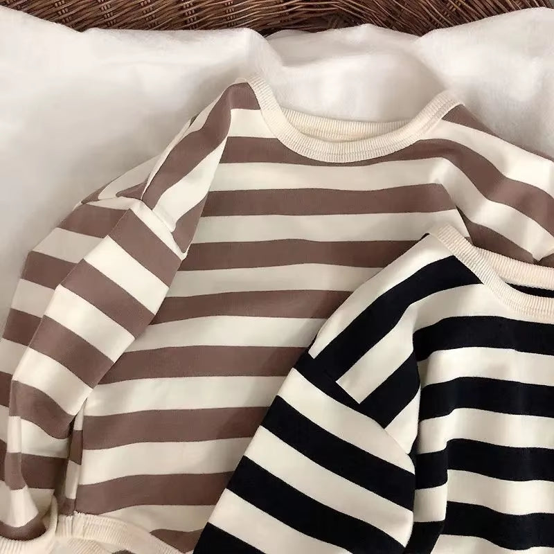 Autumn Kids Striped Long Sleeves T-Shirt Toddler Girl Loose Bottoming Shirt Boy Baby Casual Tops Fashion Children Cotton Tees
