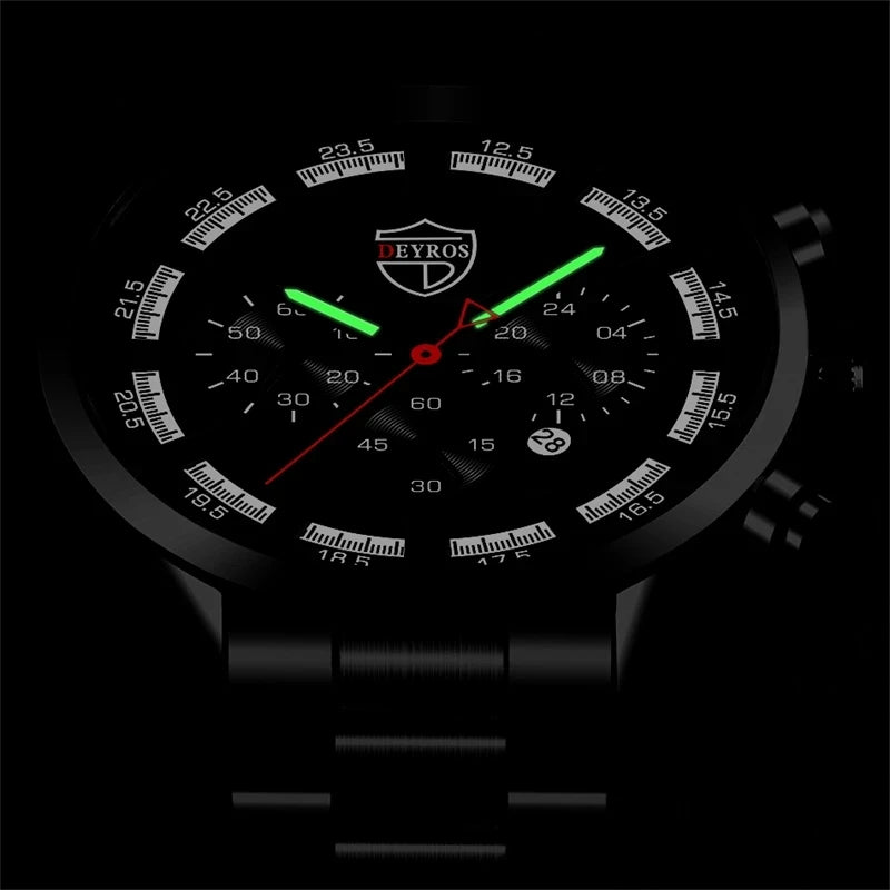 Luxury Mens Watches Men Business Stainless Steel Calendar Date Quartz Wristwatch Male Casual Luminous Hands Clock Montre Homme