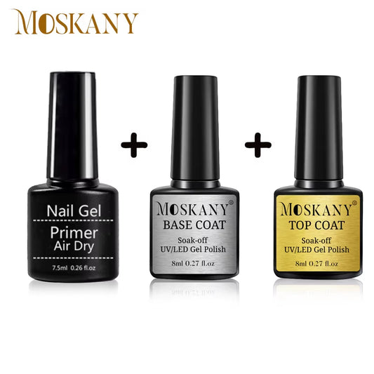 Acrylic No-Acid Primer Nail Art Set with Base Coat and Top Coat Soak off Gel Nail Polish for Nail Art Design Tool Kit