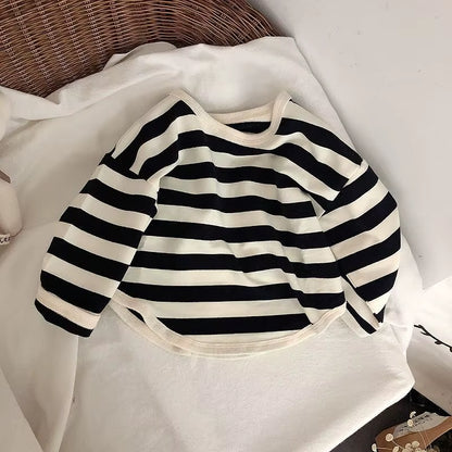 Autumn Kids Striped Long Sleeves T-Shirt Toddler Girl Loose Bottoming Shirt Boy Baby Casual Tops Fashion Children Cotton Tees