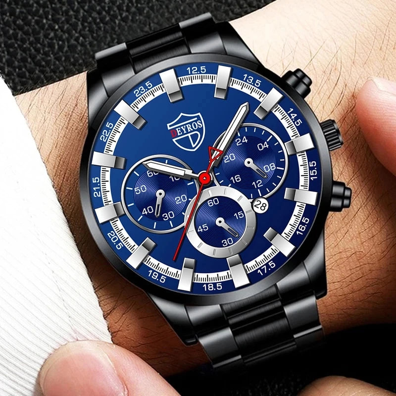 Luxury Mens Watches Men Business Stainless Steel Calendar Date Quartz Wristwatch Male Casual Luminous Hands Clock Montre Homme